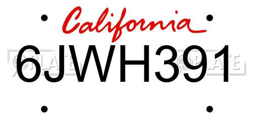 6JWH391 California License Plate
