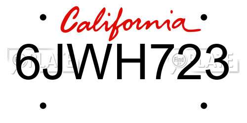 6JWH723 California License Plate