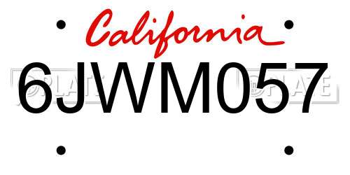 6JWM057 California License Plate