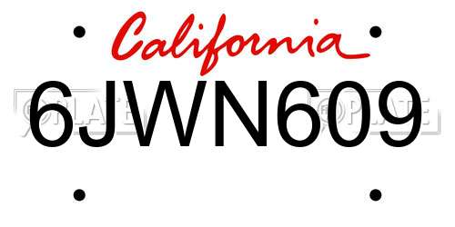 6JWN609 California License Plate
