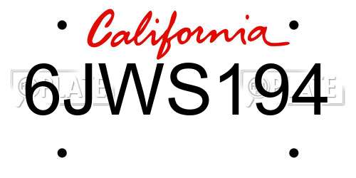 6JWS194 California License Plate
