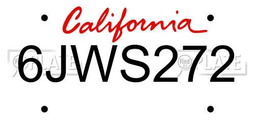 6JWS272 California License Plate