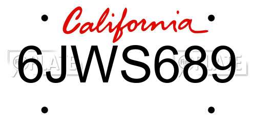 6JWS689 California License Plate