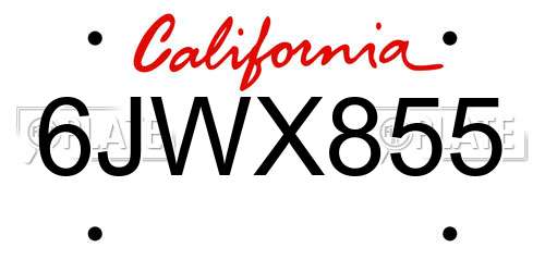 6JWX855 California License Plate