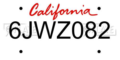 6JWZ082 California License Plate