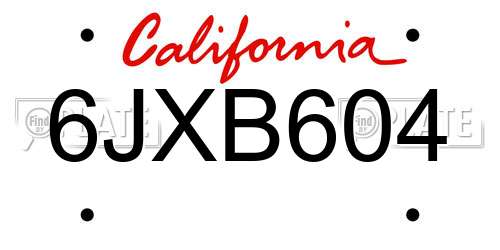 6JXB604 California License Plate