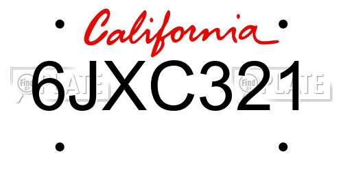 6JXC321 California License Plate