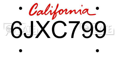 6JXC799 California License Plate