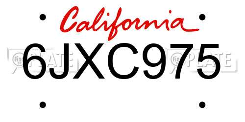 6JXC975 California License Plate