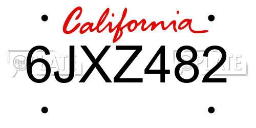 6JXZ482 California License Plate