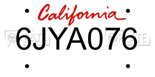 6JYA076 California License Plate