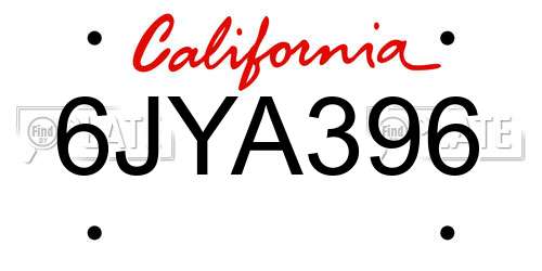 6JYA396 California License Plate