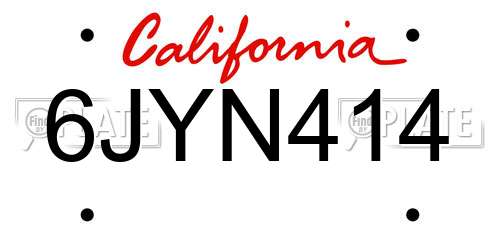 6JYN414 California License Plate