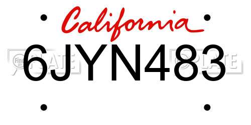 6JYN483 California License Plate