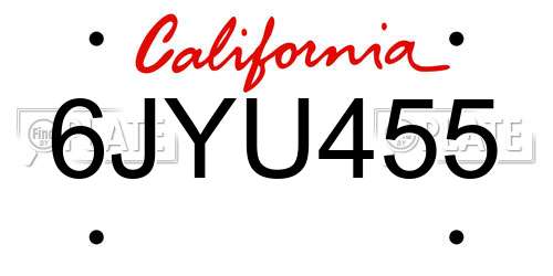 6JYU455 California License Plate