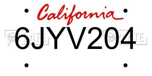 6JYV204 California License Plate