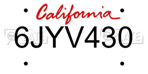 6JYV430 California License Plate