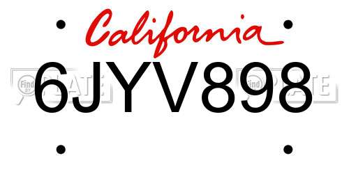 6JYV898 California License Plate