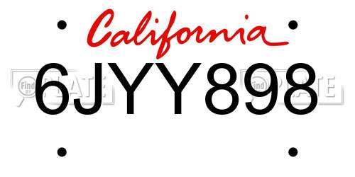 6JYY898 California License Plate