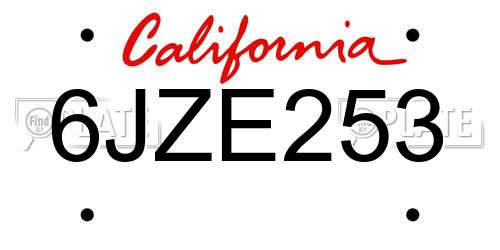 6JZE253 California License Plate