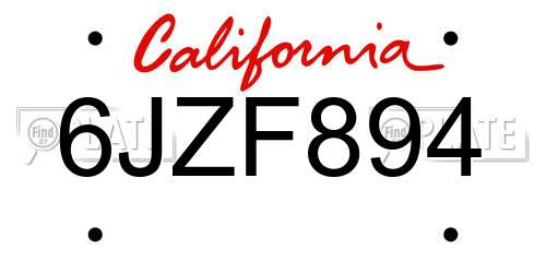 6JZF894 California License Plate