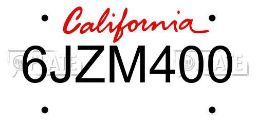 6JZM400 California License Plate