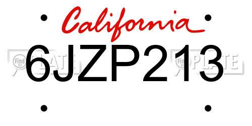 6JZP213 California License Plate