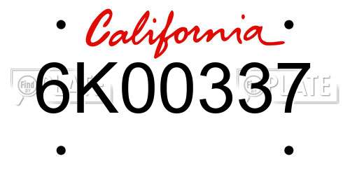 6K00337 California License Plate
