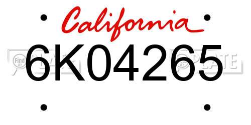 6K04265 California License Plate