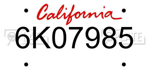 6K07985 California License Plate