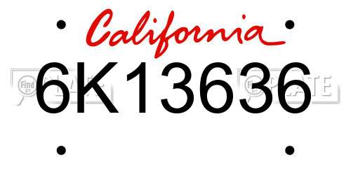 6K13636 California License Plate