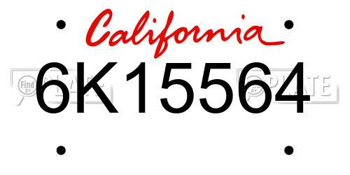 6K15564 California License Plate