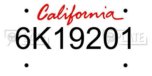 6K19201 California License Plate