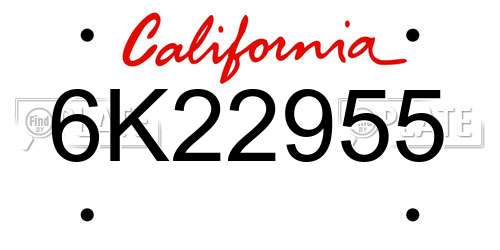 6K22955 California License Plate