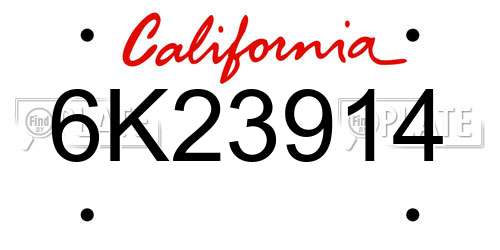 6K23914 California License Plate
