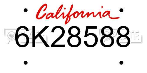 6K28588 California License Plate