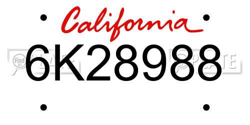6K28988 California License Plate