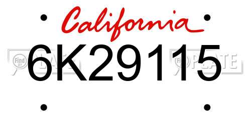 6K29115 California License Plate
