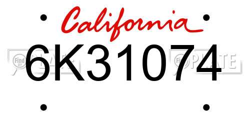 6K31074 California License Plate