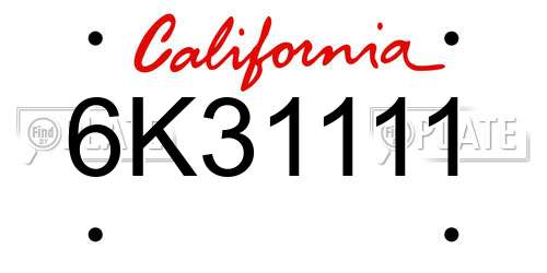 6K31111 California License Plate