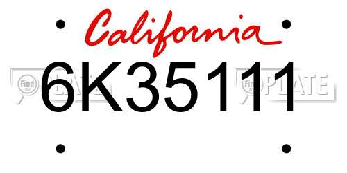 6K35111 California License Plate