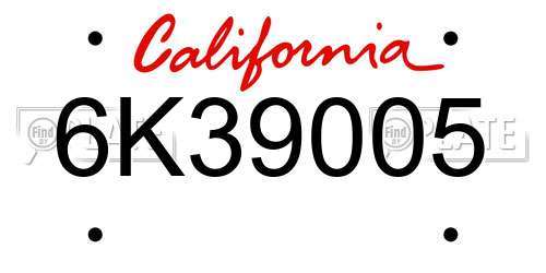 6K39005 California License Plate