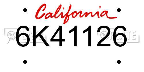 6K41126 California License Plate