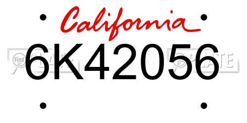 6K42056 California License Plate