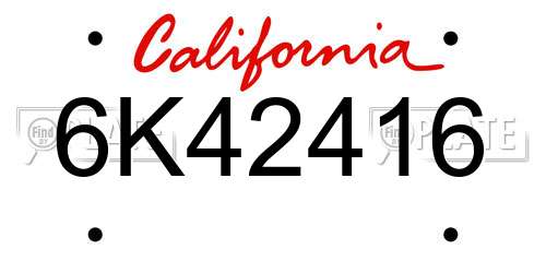 6K42416 California License Plate