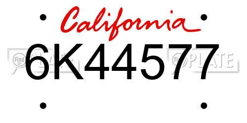6K44577 California License Plate
