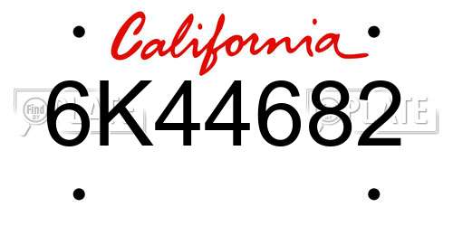 6K44682 California License Plate