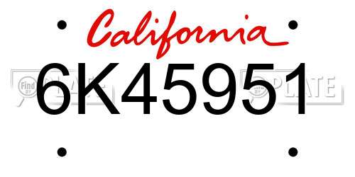 6K45951 California License Plate
