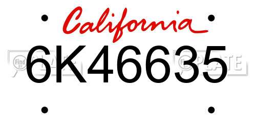 6K46635 California License Plate