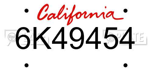 6K49454 California License Plate